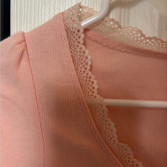 Women's Pink Lace Trim Top - Picture 2 of 3